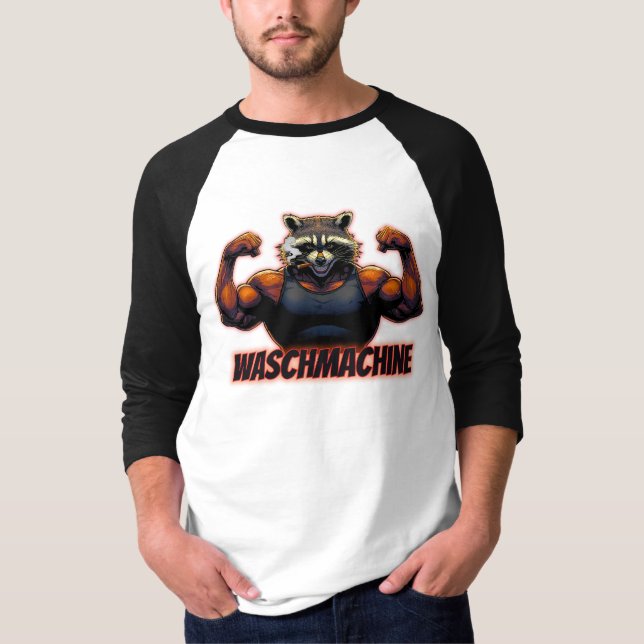 Camiseta Waschmachine – Strong Raccoon Gym Design (Frente)