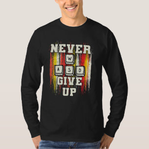 Camiseta WASD Nunca Desista do Pc para Jogos