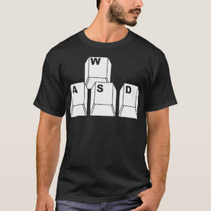 Camiseta WASD PC Computador Teto Jogo Teclado Vídeo Jogo En
