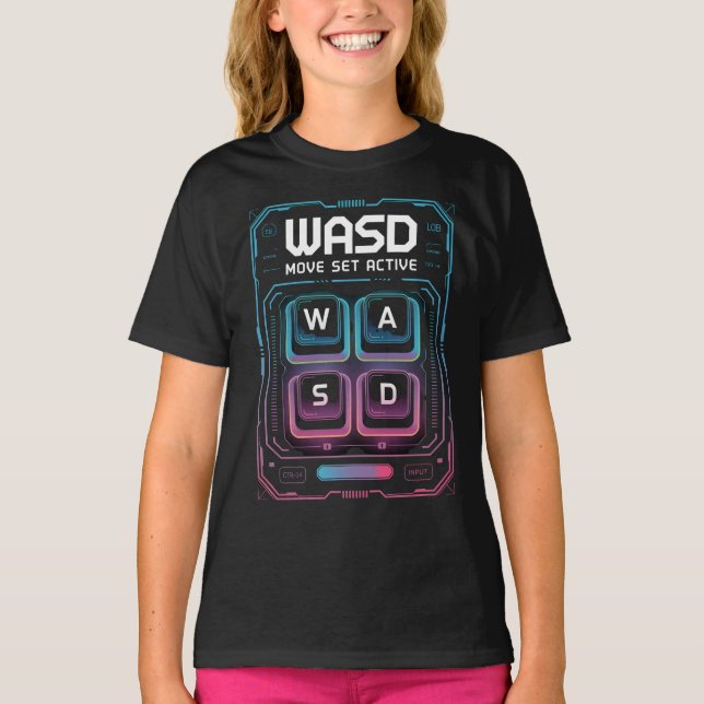 Camiseta wasd pc gamer tshirts (Frente)