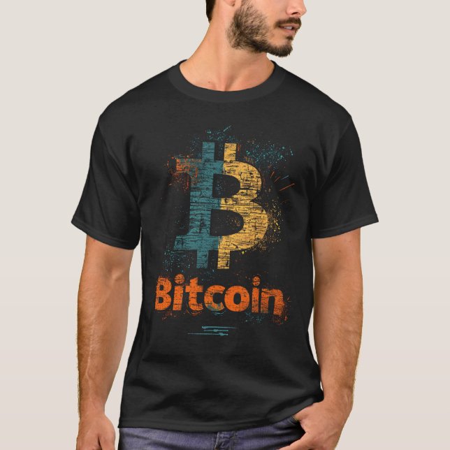 Camiseta Washed Bitcoin Logo Crypto Blockchain Design (Frente)