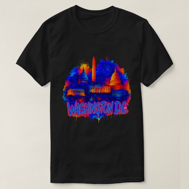 Camiseta Washington D.C. Capitol Skyline Souvenir Art (Frente do Design)
