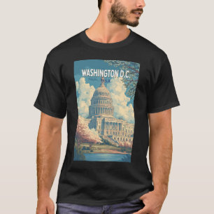 Camiseta Washington DC Capitol Viagem Arte Vintage