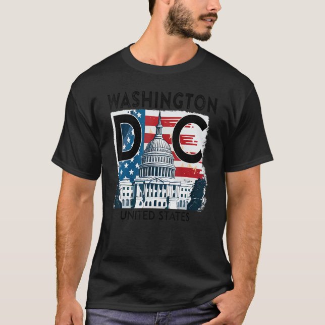 Camiseta Washington DC Capitólio EUA Homens de Souvenirs (Frente)