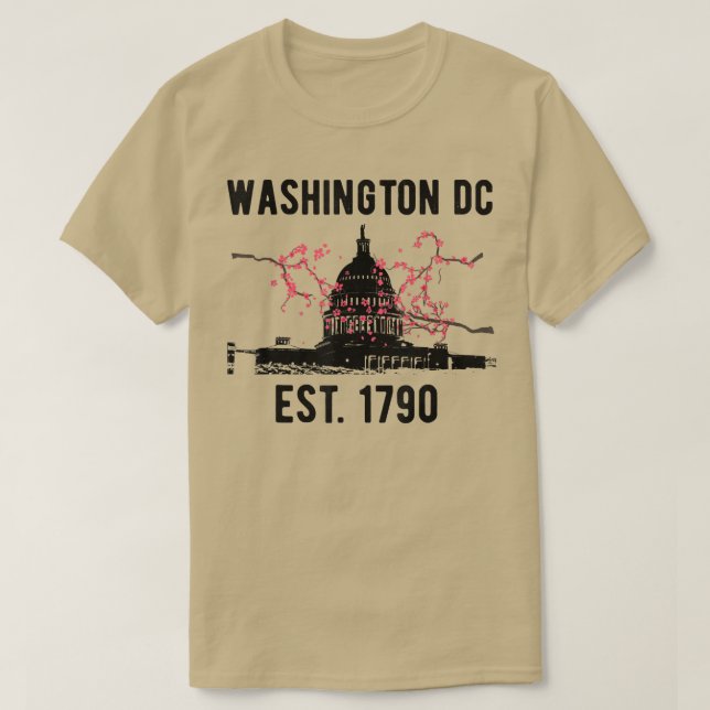 Camiseta Washington DC Cherry Blossom Capitol Hill EUA Souv (Frente do Design)