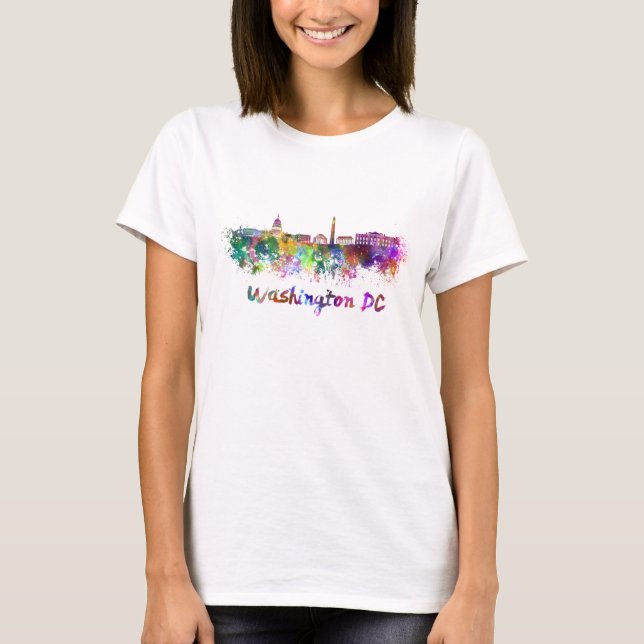 Camiseta Washington DC skyline in watercolor (Frente)