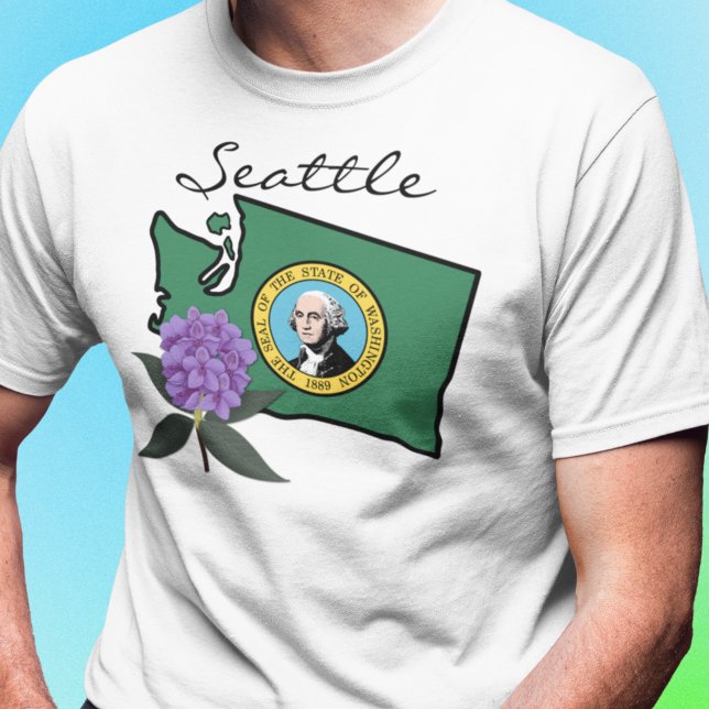 Camiseta Washington Flag e Flower Pacific Rhododendron (Criador carregado)