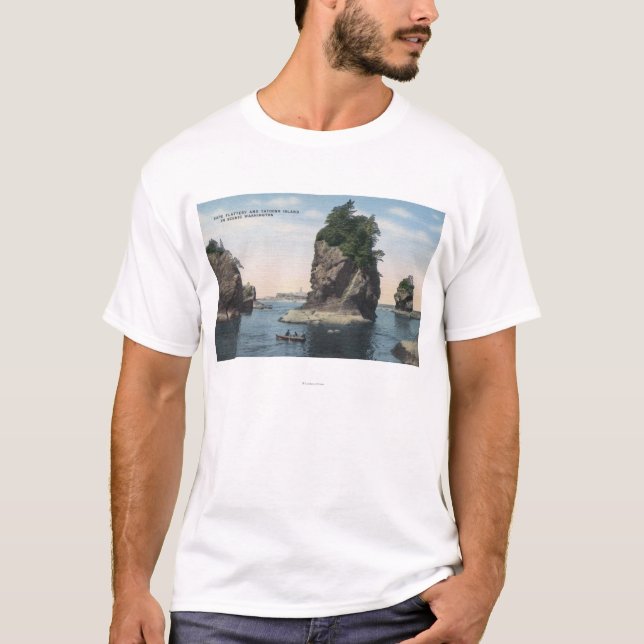 Camiseta Washington - vista do elogio & do Tatoosh do cabo (Frente)