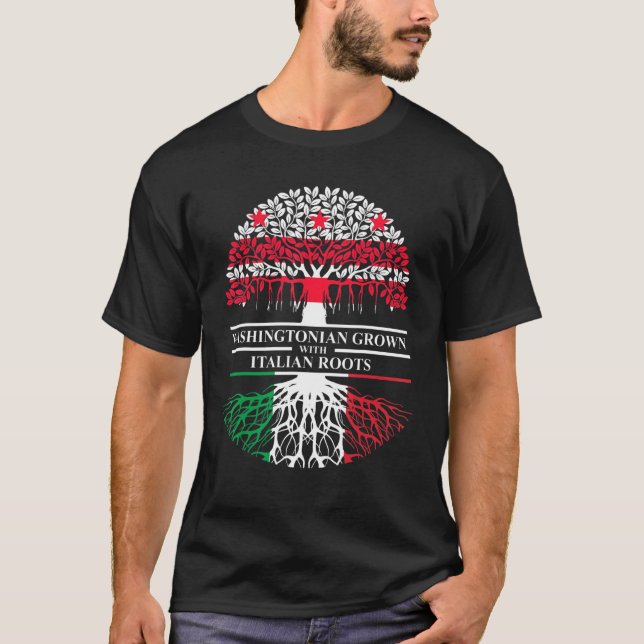 Camiseta Washingtonian Grown Italian Roots Washington D C I (Frente)