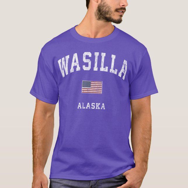 Camiseta Wasilla Alaa Ak American Flag Sports gift retro (Frente)