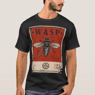 Camiseta Wasp Gráfico com Fundo Vermelho   Insetos Negros