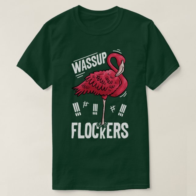 Camiseta Wassup Flockers Flamingo para garotas Meninas Meni (Frente do Design)