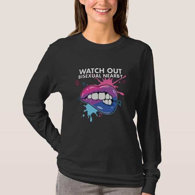 Camiseta Watch Out Bisexual NearBi Bisexual Pride Bisexuali (Frente)