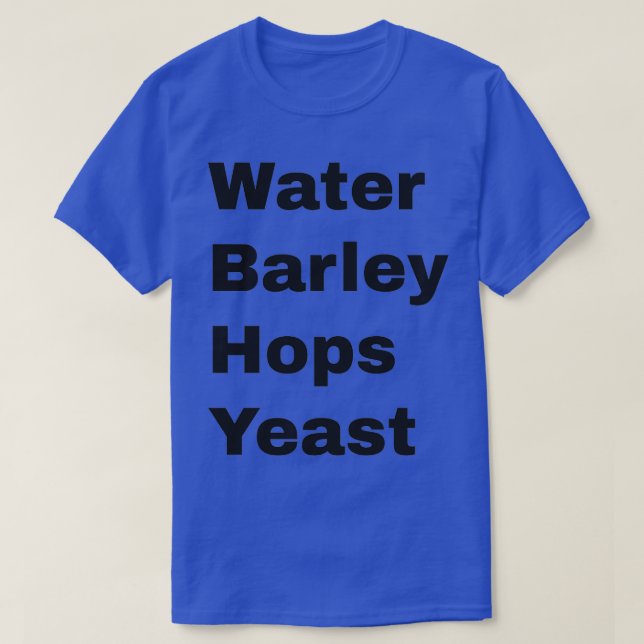 Camiseta Water Barley Hops Yeast black text T (Frente do Design)