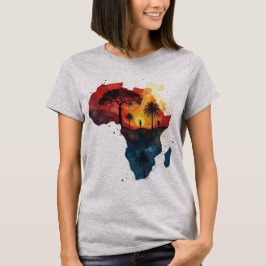 Camiseta Watercolor Africa Sunset Silhouette Art Print