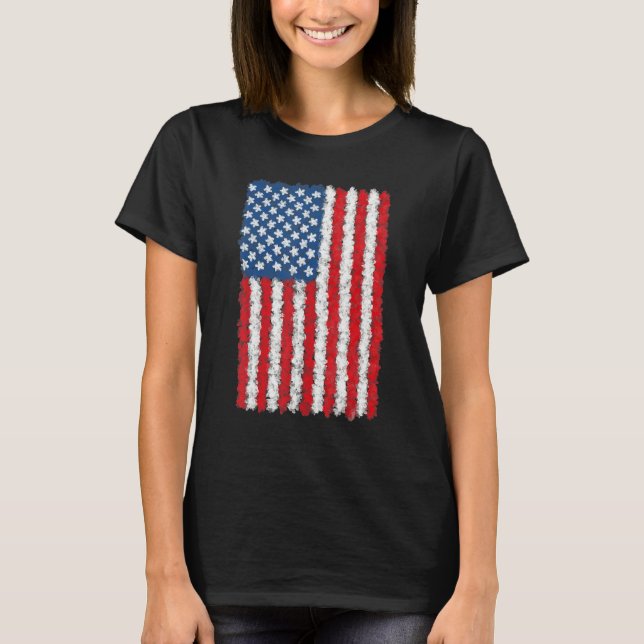 Camiseta Watercolor American Flag Usa America Us Patriotic  (Frente)