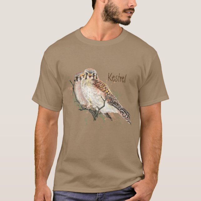 Camiseta Watercolor American Kestrel Falcon Bird Hawk (Frente)