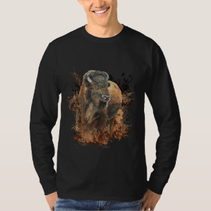 Camiseta Watercolor Bison Buffalo Animal Willife Nature T-