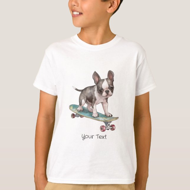 Camiseta Watercolor Boston Terrier Boy T-Shirt (Frente)