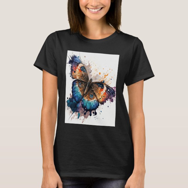 Camiseta Watercolor Butterfly Beautiful Colorful (Frente)