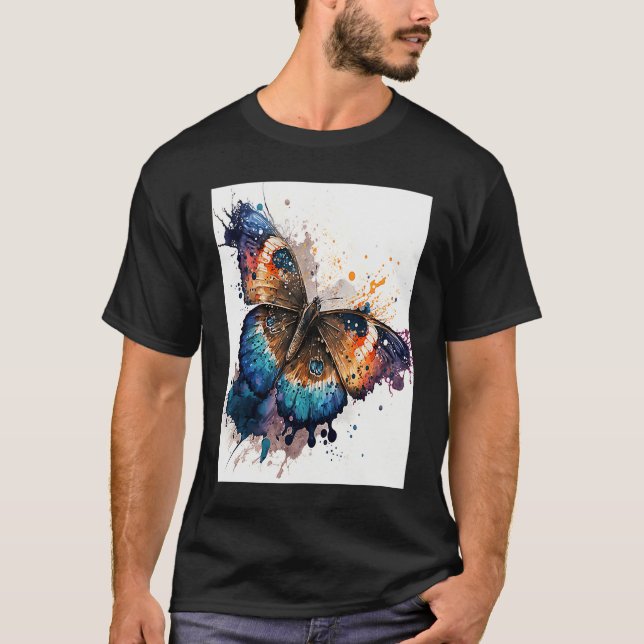 Camiseta Watercolor Butterfly Beautiful Colorful (Frente)