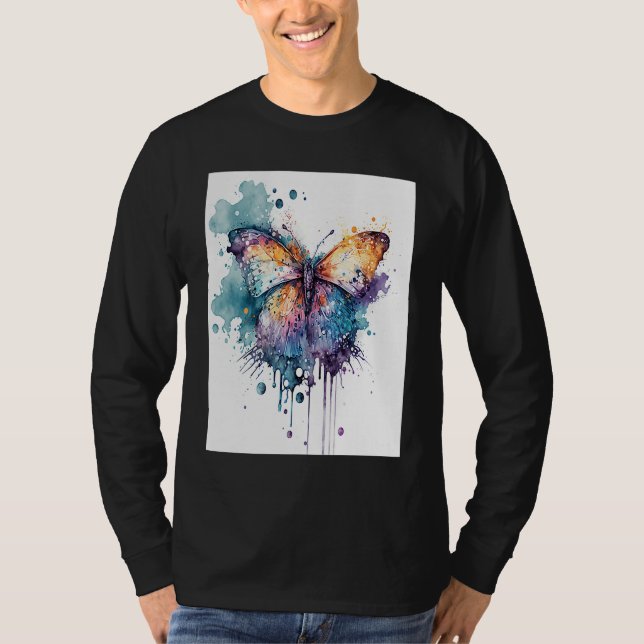 Camiseta Watercolor Butterfly Beautiful Colorful  1 (Frente)