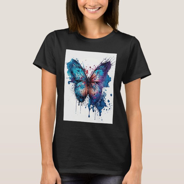 Camiseta Watercolor Butterfly Beautiful Colorful  2 (Frente)
