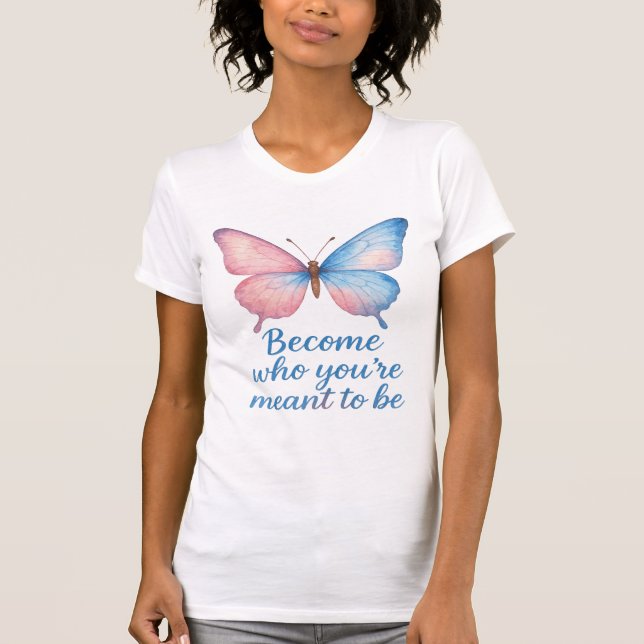 Camiseta Watercolor Butterfly Motivational T-Shirt  (Frente)