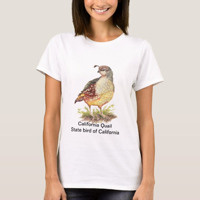 Camiseta Watercolor California Quail State (Frente)