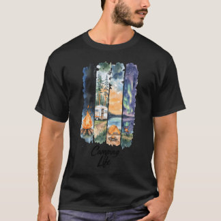 Camiseta Watercolor Camping Nature Scene family