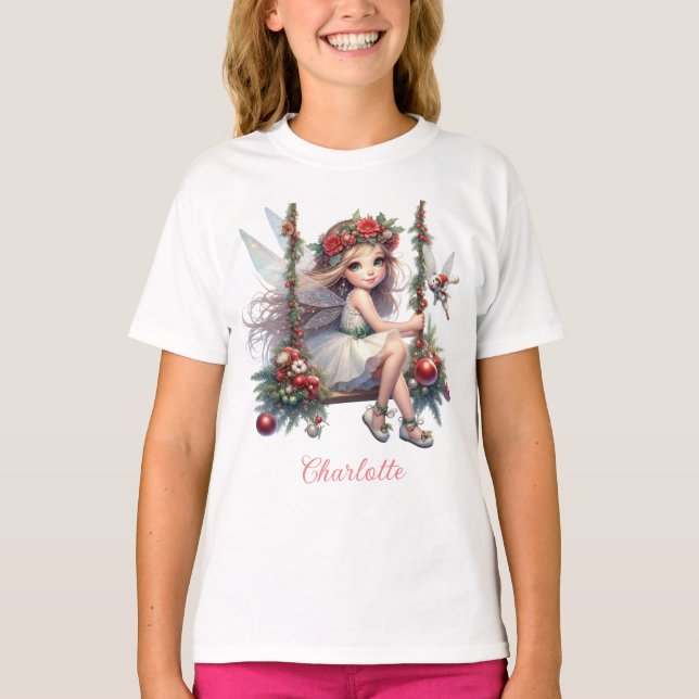 Camiseta Watercolor Christmas Fairy Kies (Frente)
