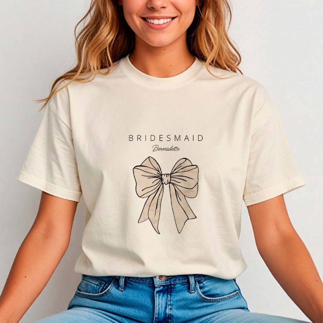 Camiseta Watercolor Cream Arco Bridesmaid Bachelorette (Cream Bow T-shirt)