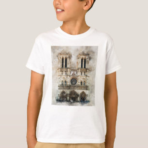 Camiseta Watercolor da Catedral Histórica de Notre Dame