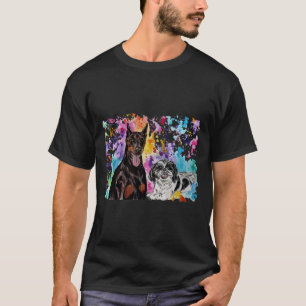 Camiseta Watercolor Doberman E Shih Tzu