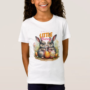 Camiseta Watercolor, dois coelhinhos bonitos com ovos