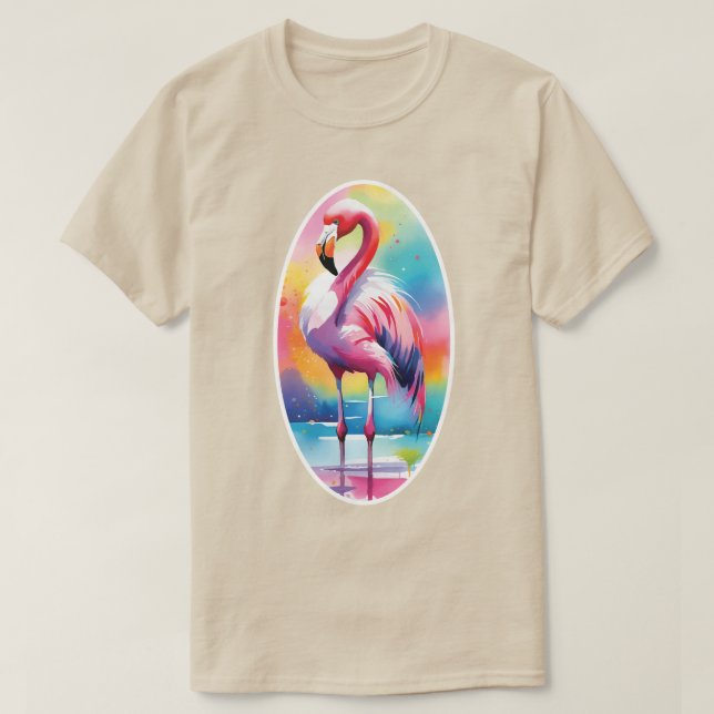 Camiseta Watercolor Flamingo (Frente do Design)