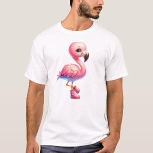 Camiseta Watercolor Flamingo Cartoon Clipart