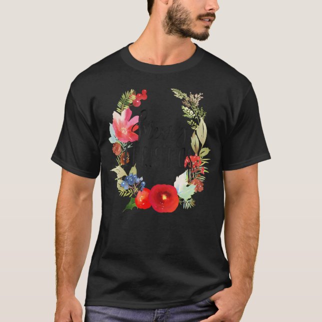 Camiseta Watercolor Floral Christmas Wreath (Frente)