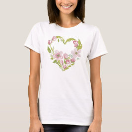 Camiseta Watercolor Floral Heart Wreath