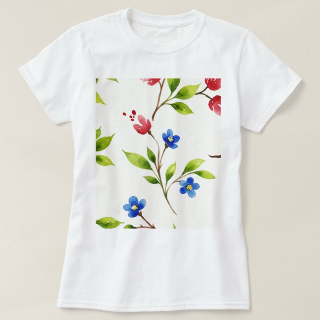 Camiseta Watercolor floral pattern (Frente do Design)