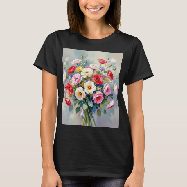 Camiseta Watercolor flowers bouquet T-shirt  (Frente)