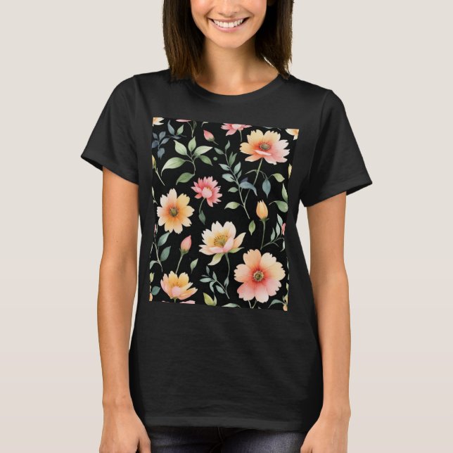 Camiseta Watercolor Flowers T-shirt  (Frente)