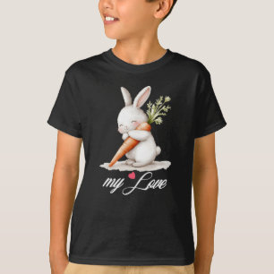 Camiseta Watercolor Fluffy Bunny Carrot Love