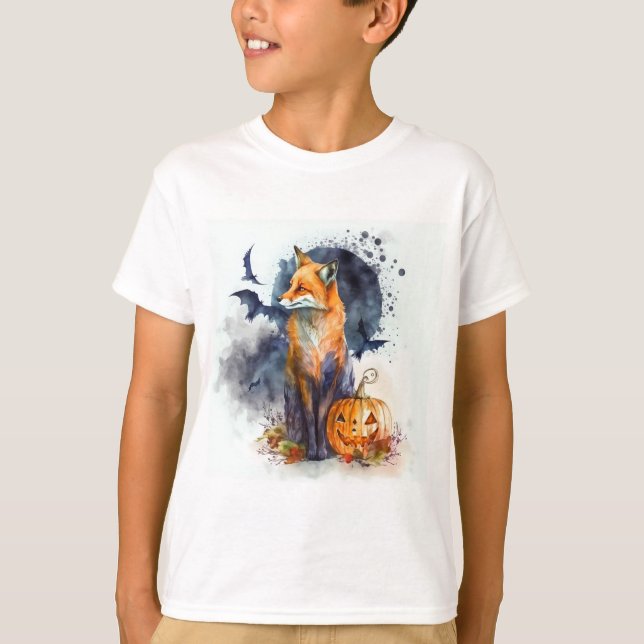 Camiseta Watercolor Fox Halloween (Frente)