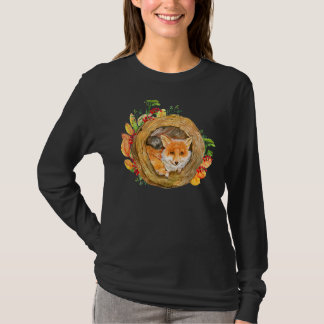 Camiseta Watercolor Fox With Flowers Mammals for Animal