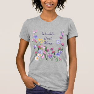 Camiseta Watercolor Garden Flowers World's Best Mãe