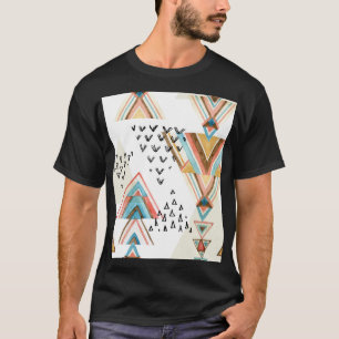 Camiseta Watercolor Geométrico Sem Costura: Estilo Tribal.