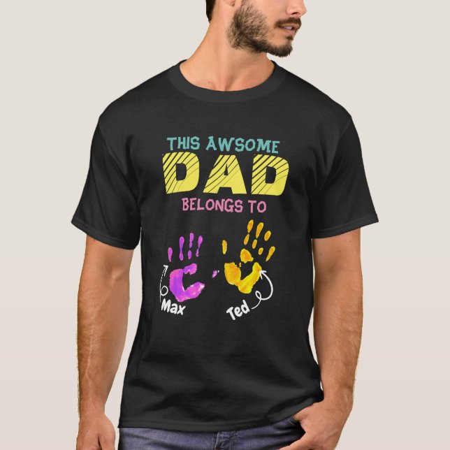 Camiseta Watercolor Handprint Padre Pai Filho Gift (Frente)