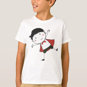 Camiseta Watercolor Happy Stick Boy Red Cape Beauely