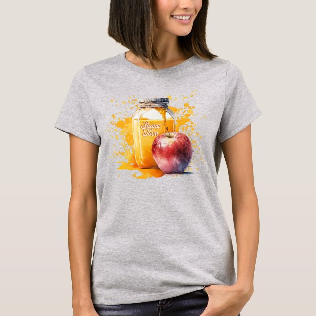Camiseta Watercolor Honey e Apple Shana Tova (Frente)